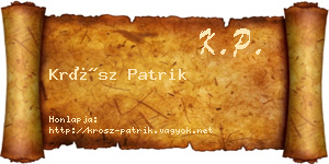 Krósz Patrik névjegykártya